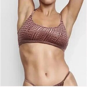 SKIMS VELVET LOGO SCOOP NECK BRA BRALETTE chai xxs